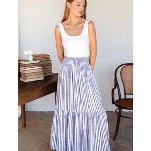 Emerson Fry Blue and White Striped Maxi Skirt